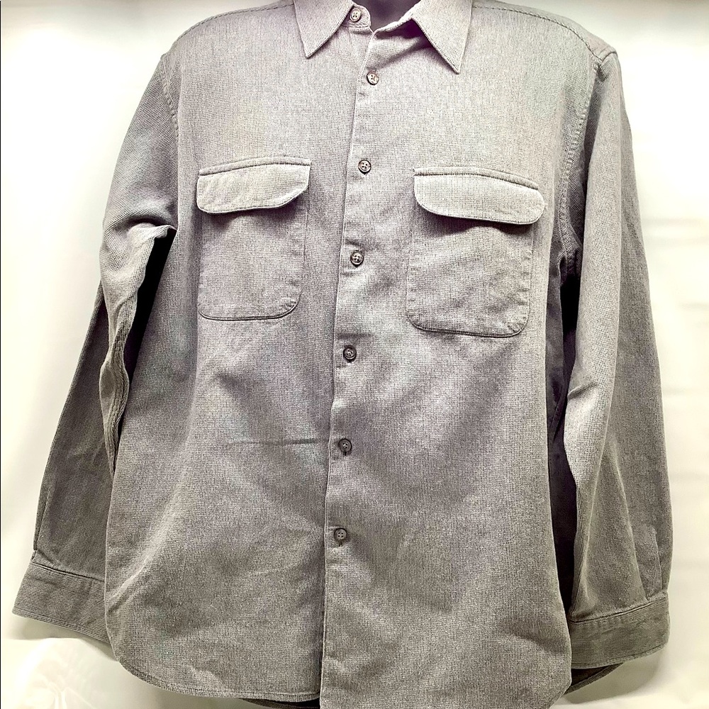Mens Lord & Taylor Gray 100% Cotton Long Sleeve Casual Shirt Vintage Sz XL